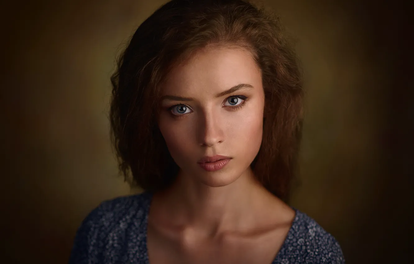 Photo wallpaper look, girl, brown hair, curls