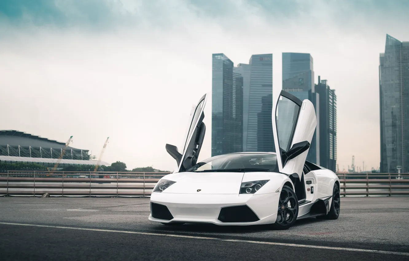 Photo wallpaper City, Murcielago, White