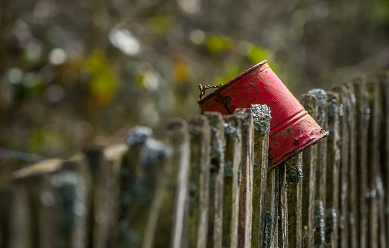 Photo wallpaper background, the fence, bucket