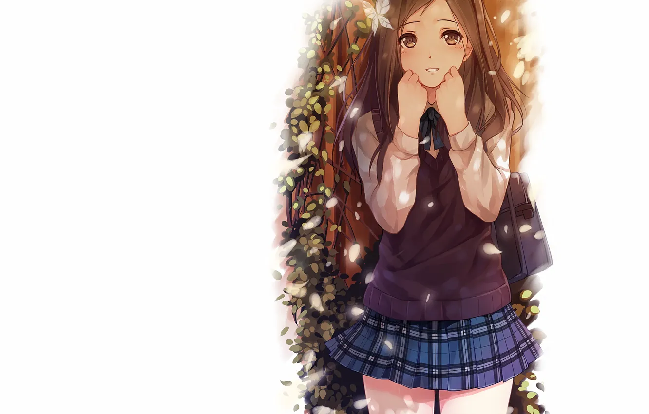 Photo wallpaper girl, anime, art, white background, caidychen