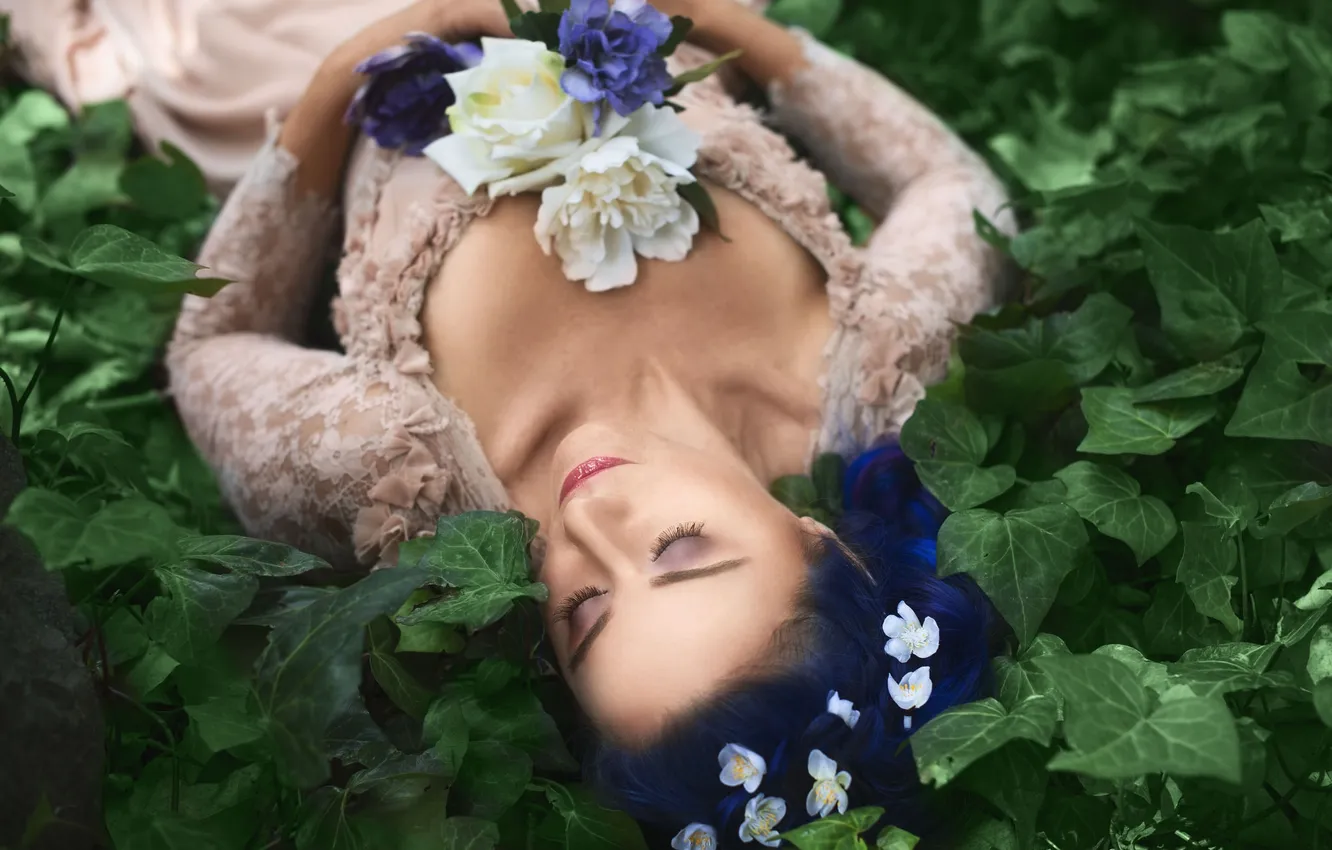 Photo wallpaper girl, nature, pose