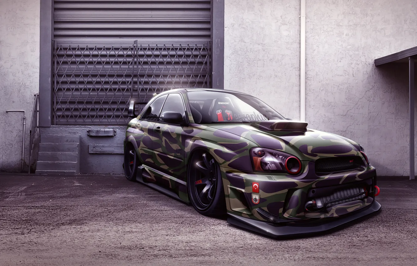 Photo wallpaper Subaru, Impreza, WRX, STI, drawing, Subaru, edc graphic