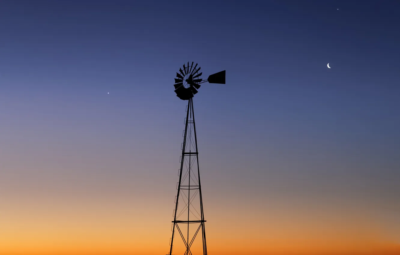 Photo wallpaper the moon, windmills, Jupiter, Venus, Argentina