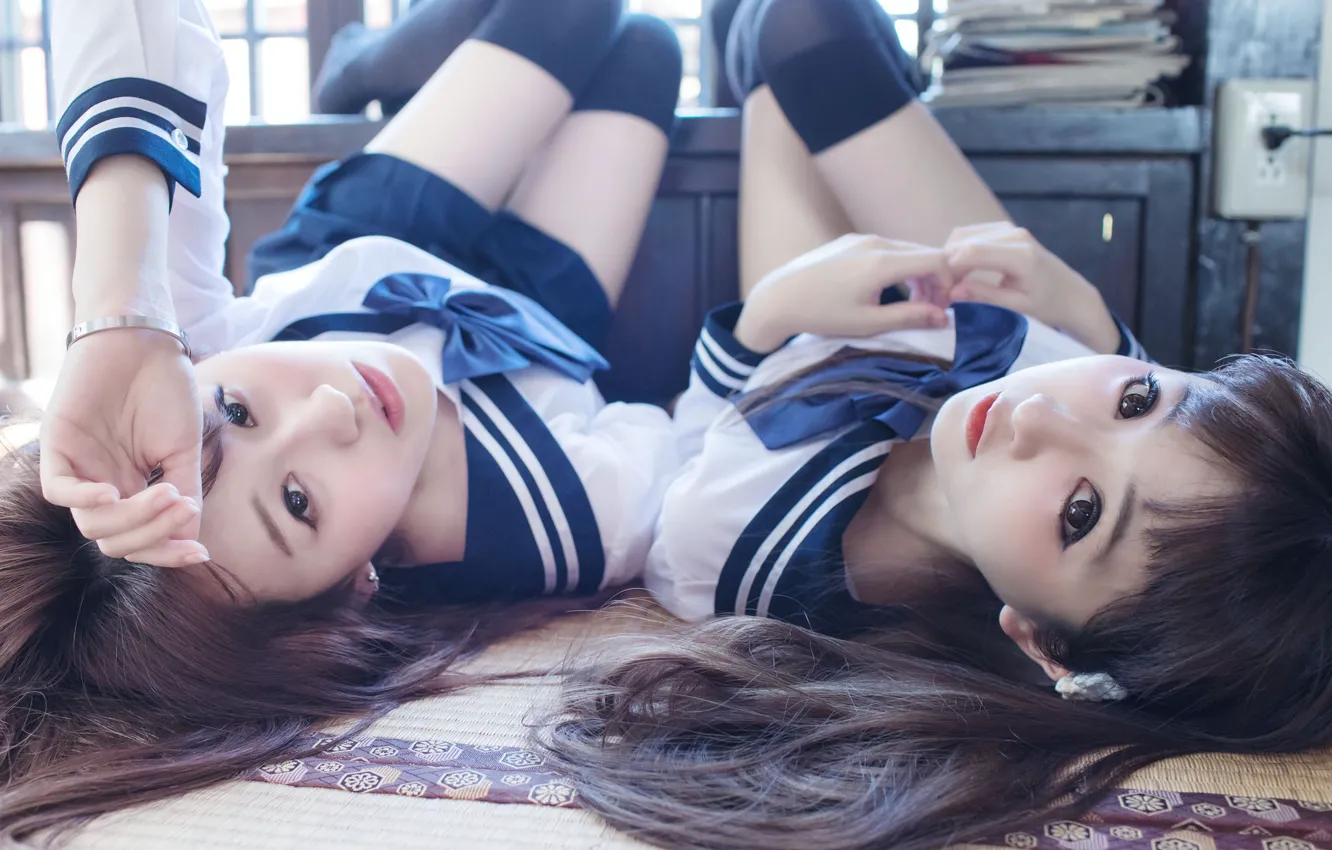 Photo wallpaper look, girl, relax, lies