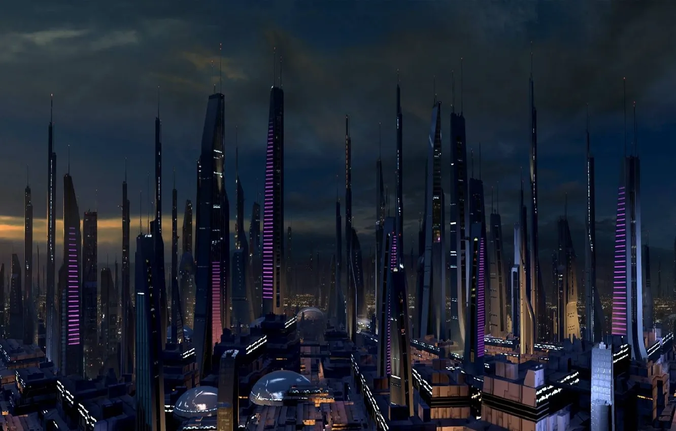 Photo wallpaper space, stars, night, the city, future