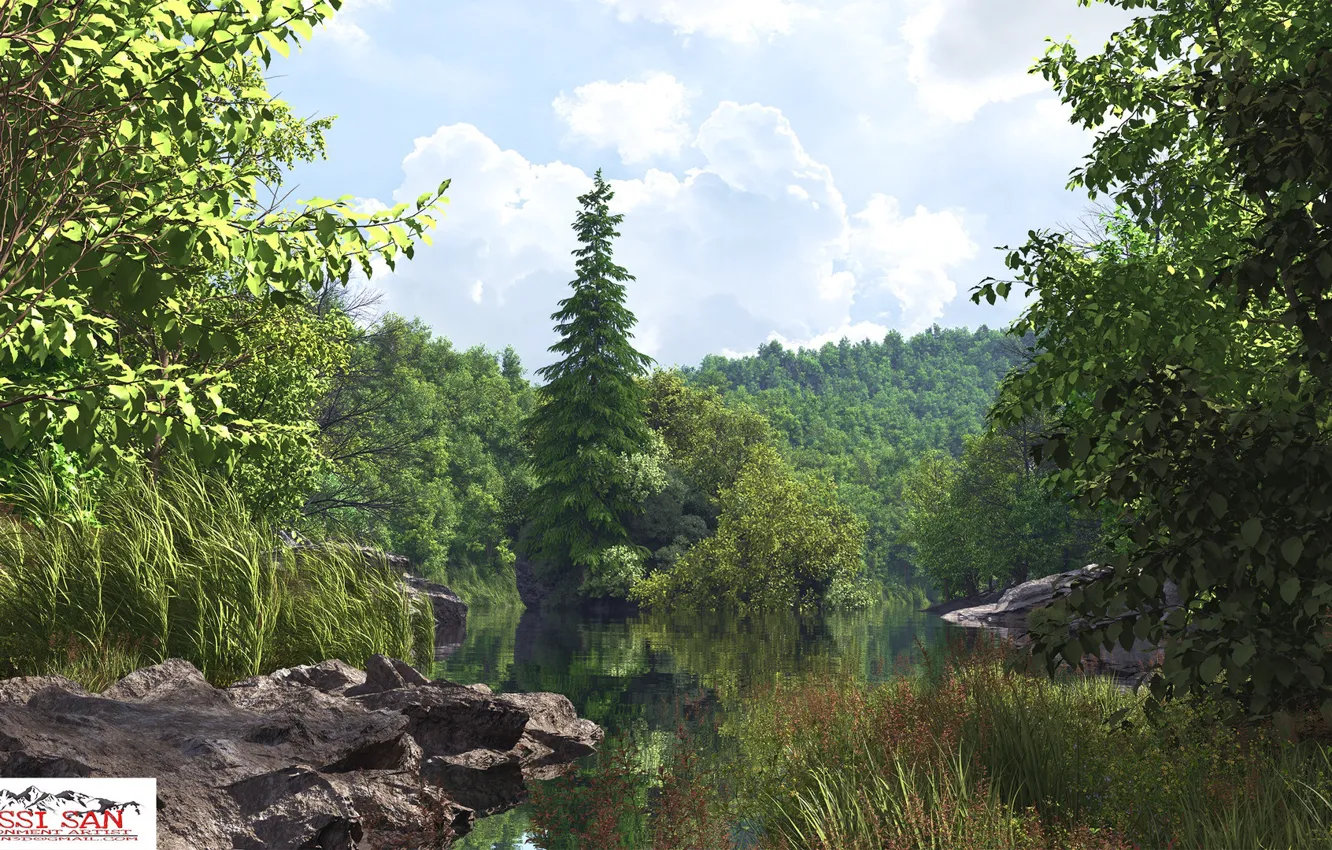 Photo wallpaper water, lake, stones, shore, Hidden Lake