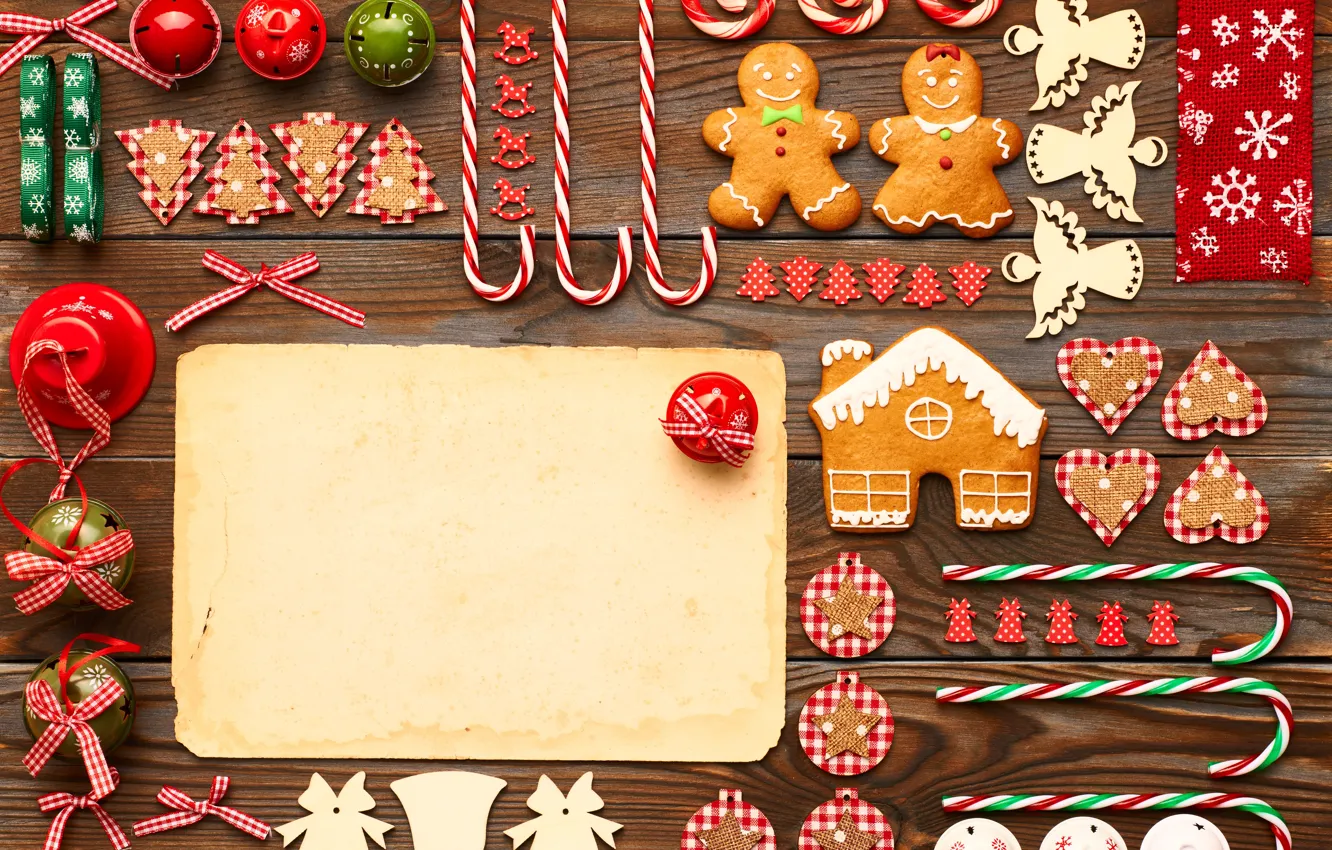 Photo wallpaper merry christmas, cookies, decoration, xmas, gingerbread