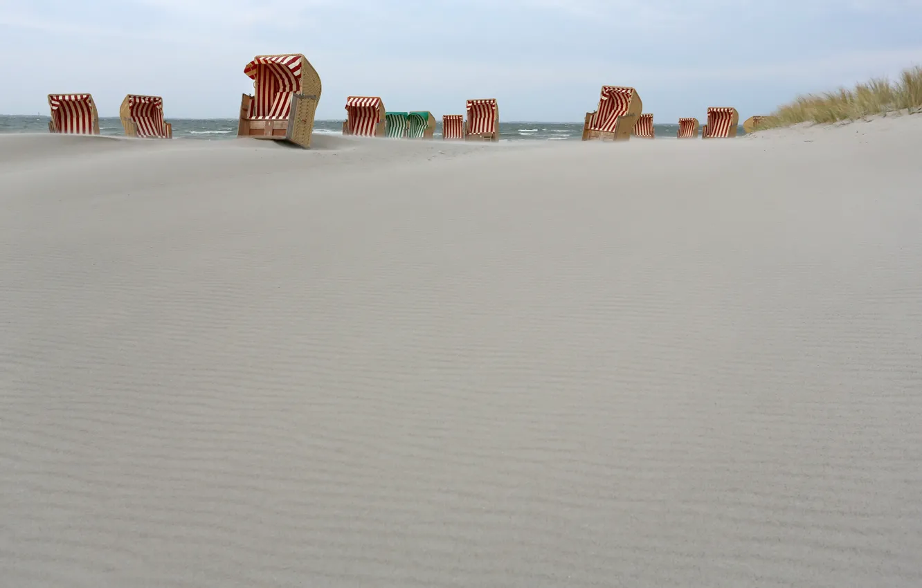 Photo wallpaper sand, sea, beach, booth