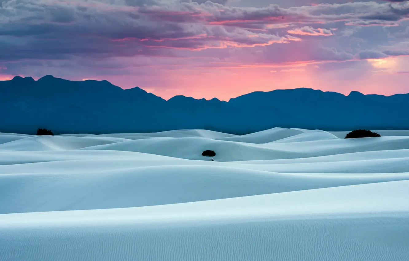 Photo wallpaper sunset, mountains, desert