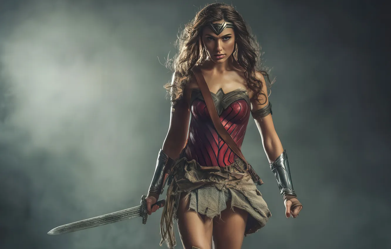 Photo wallpaper woman, power, shield, Wonder, Truth, Lasso