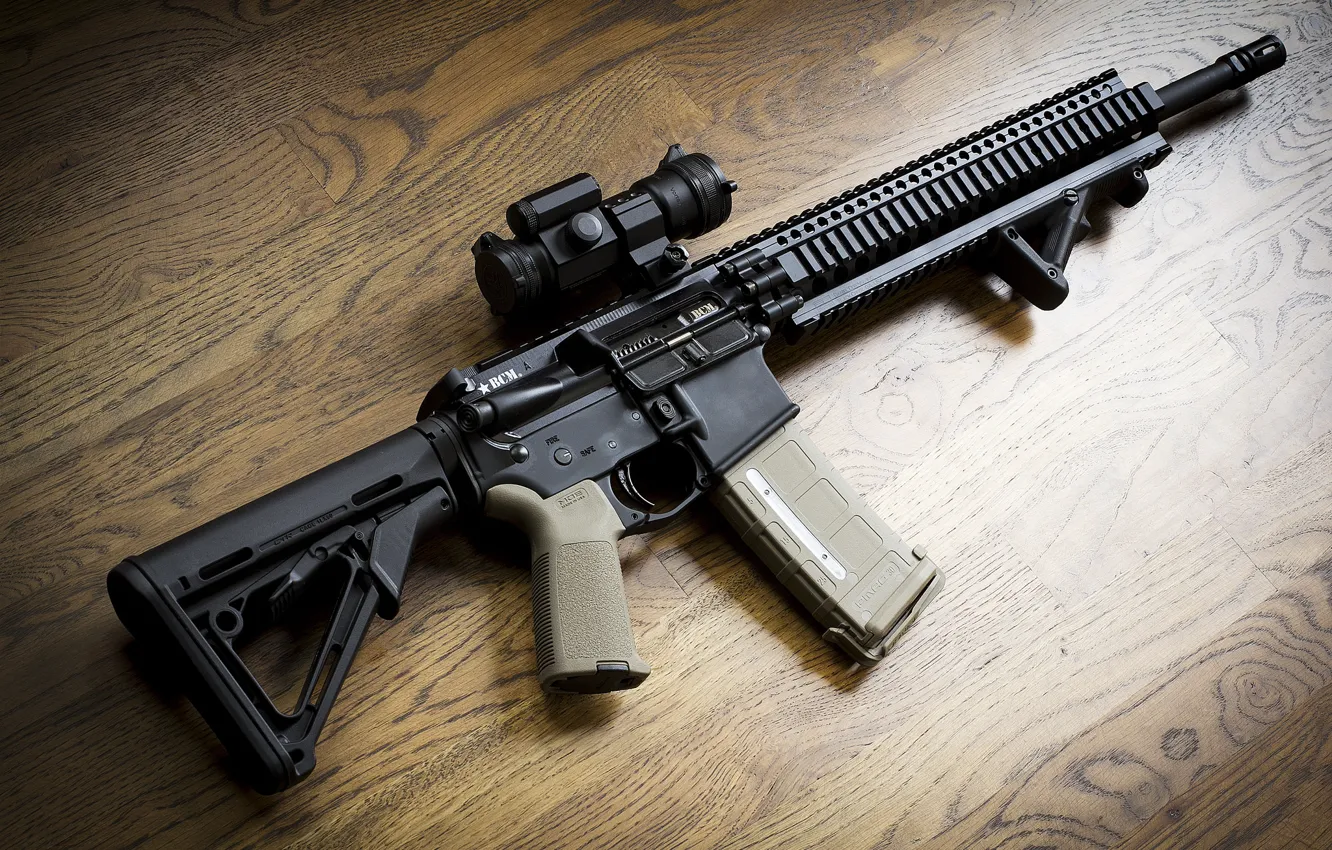 Photo wallpaper weapons, background, assault rifle, AR-15, BCM, assault rifle