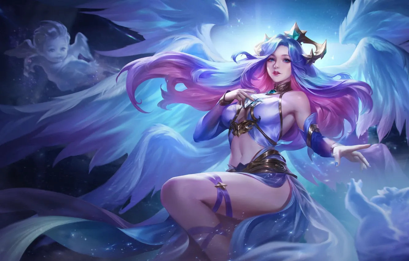 Photo wallpaper stars, night, children, pose, haze, arena, beautiful girl, mob