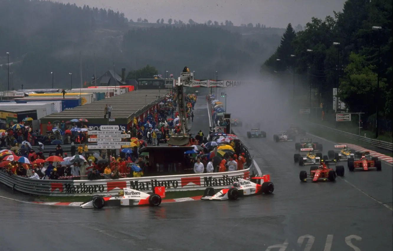 Photo wallpaper Ayrton Senna, Season 1989, Alain Prost, GP Belgian, McLaren MP4/5