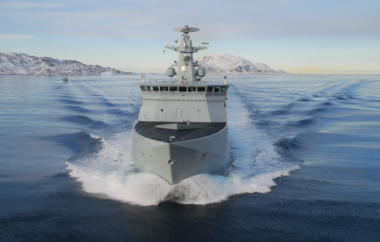 Photo wallpaper sea, frigate, Denmark, on the go, Navy