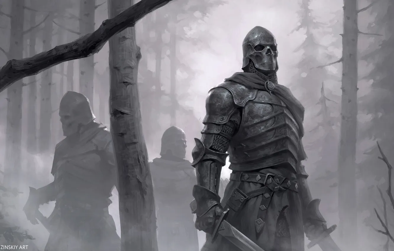 Photo wallpaper sword, armor, artwork, fantasy art, knight