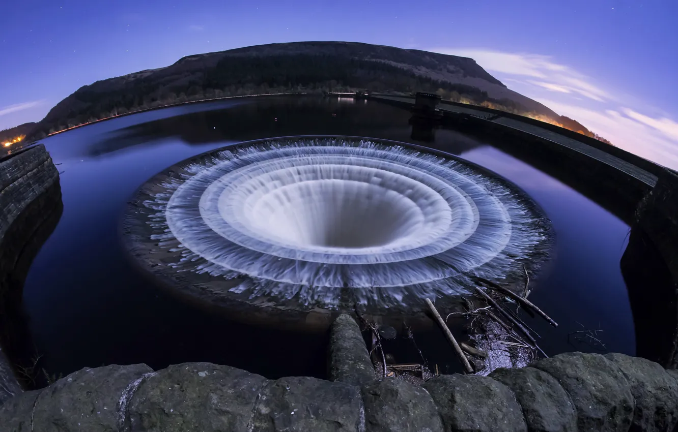 Photo wallpaper England, Peak District, Ladybower, fisheye lens