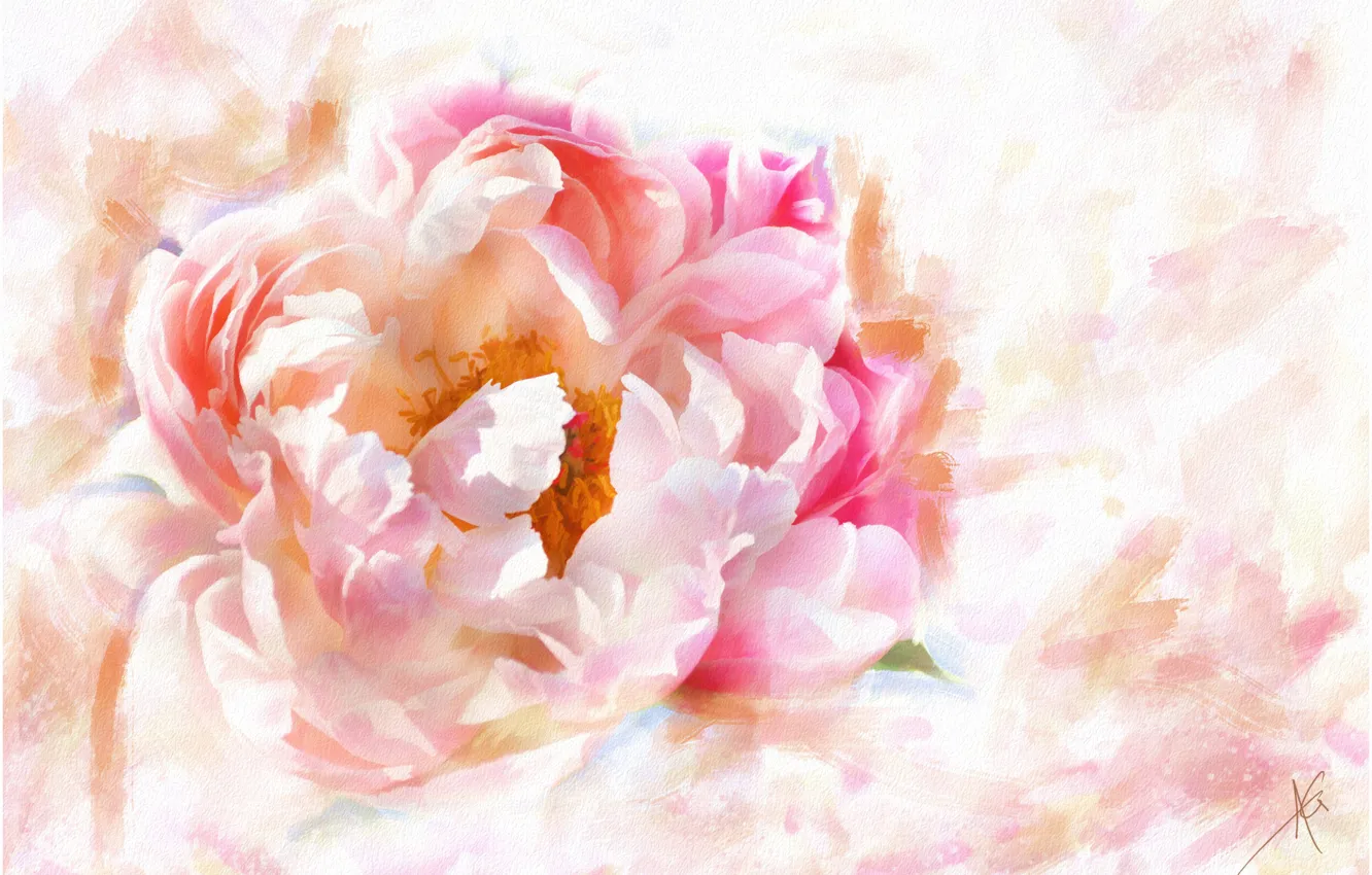 Photo wallpaper flowers, figure, graphics, treatment, picture, petals, art, pink