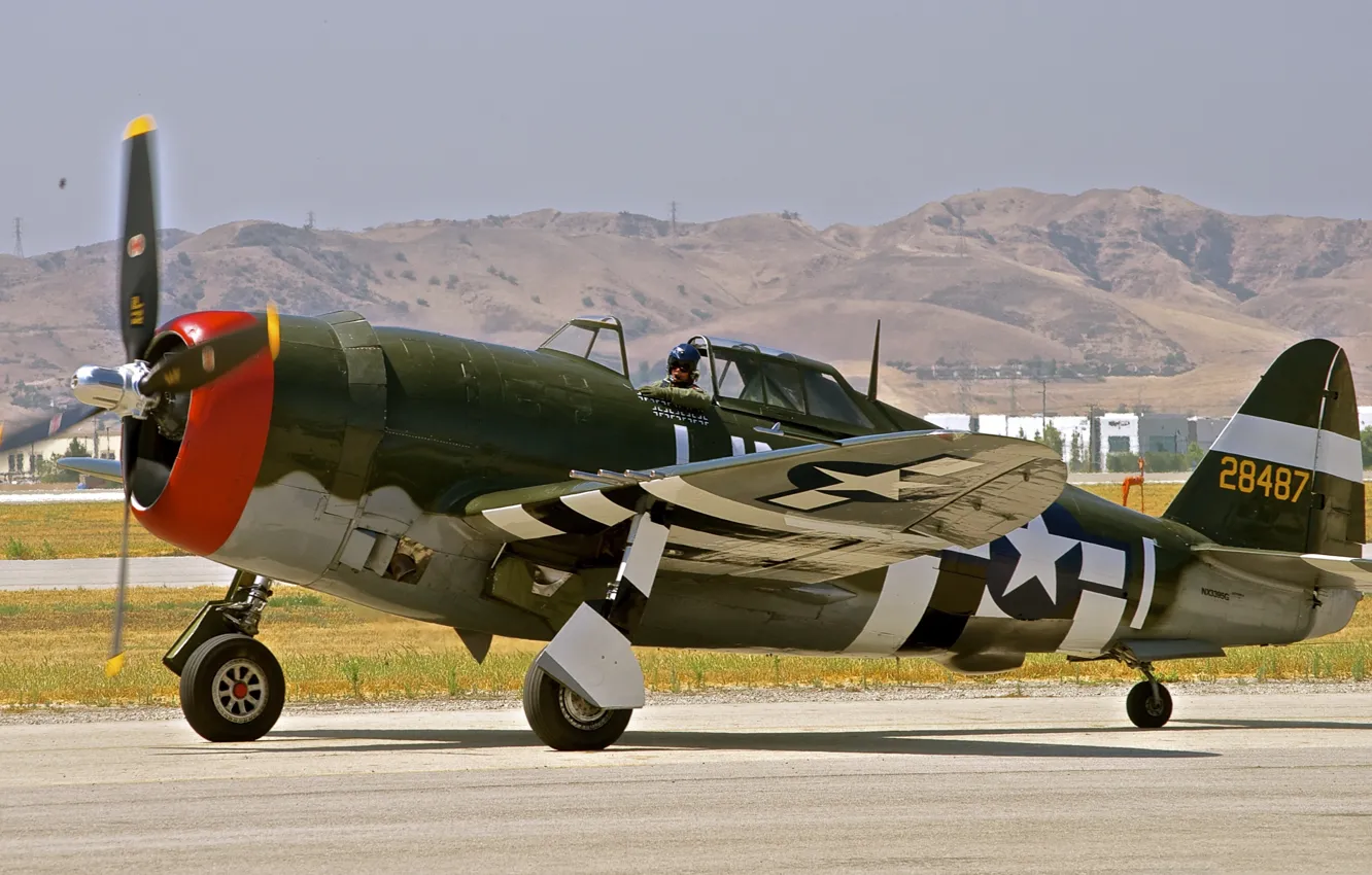 Photo wallpaper retro, Thunderbolt, fighter-bomber, P-47, Republic