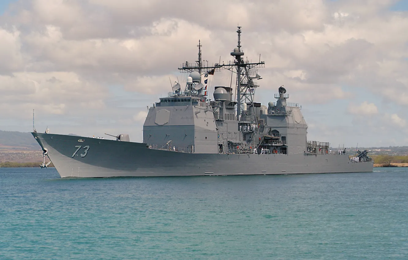 Photo wallpaper cruiser, rocket, USS Port Royal