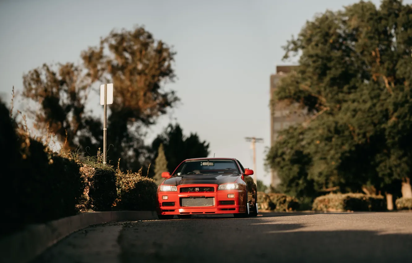 Photo wallpaper GT-R, Street, R34