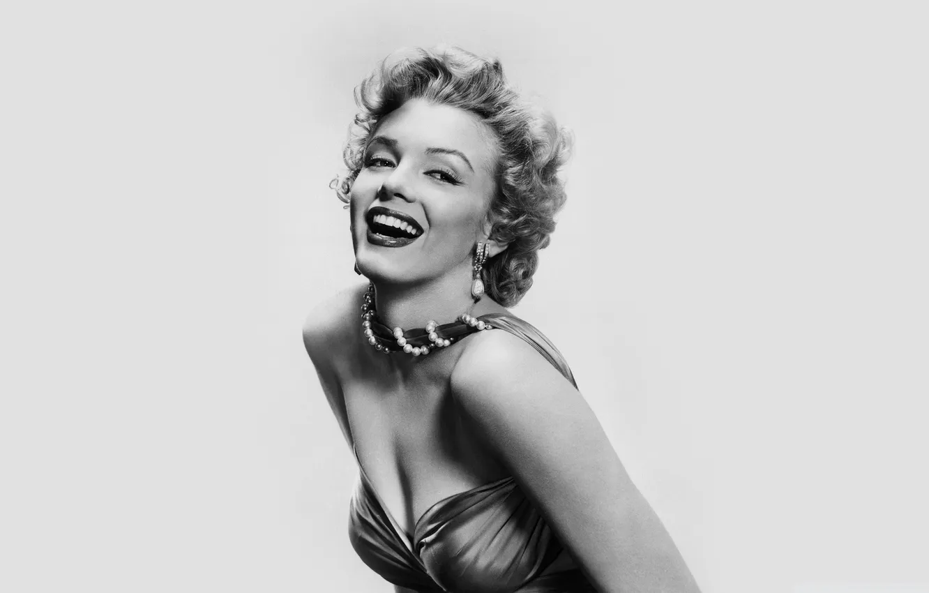 Photo wallpaper smile, actress, black and white, Marilyn Monroe, Marilyn Monroe