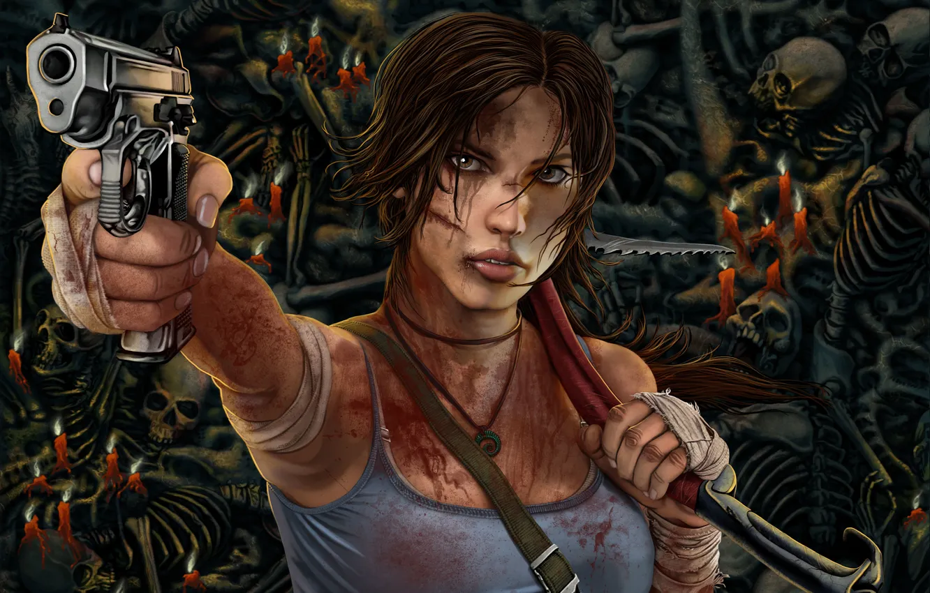 Photo wallpaper girl, gun, weapons, Tomb Raider, Tomb raider