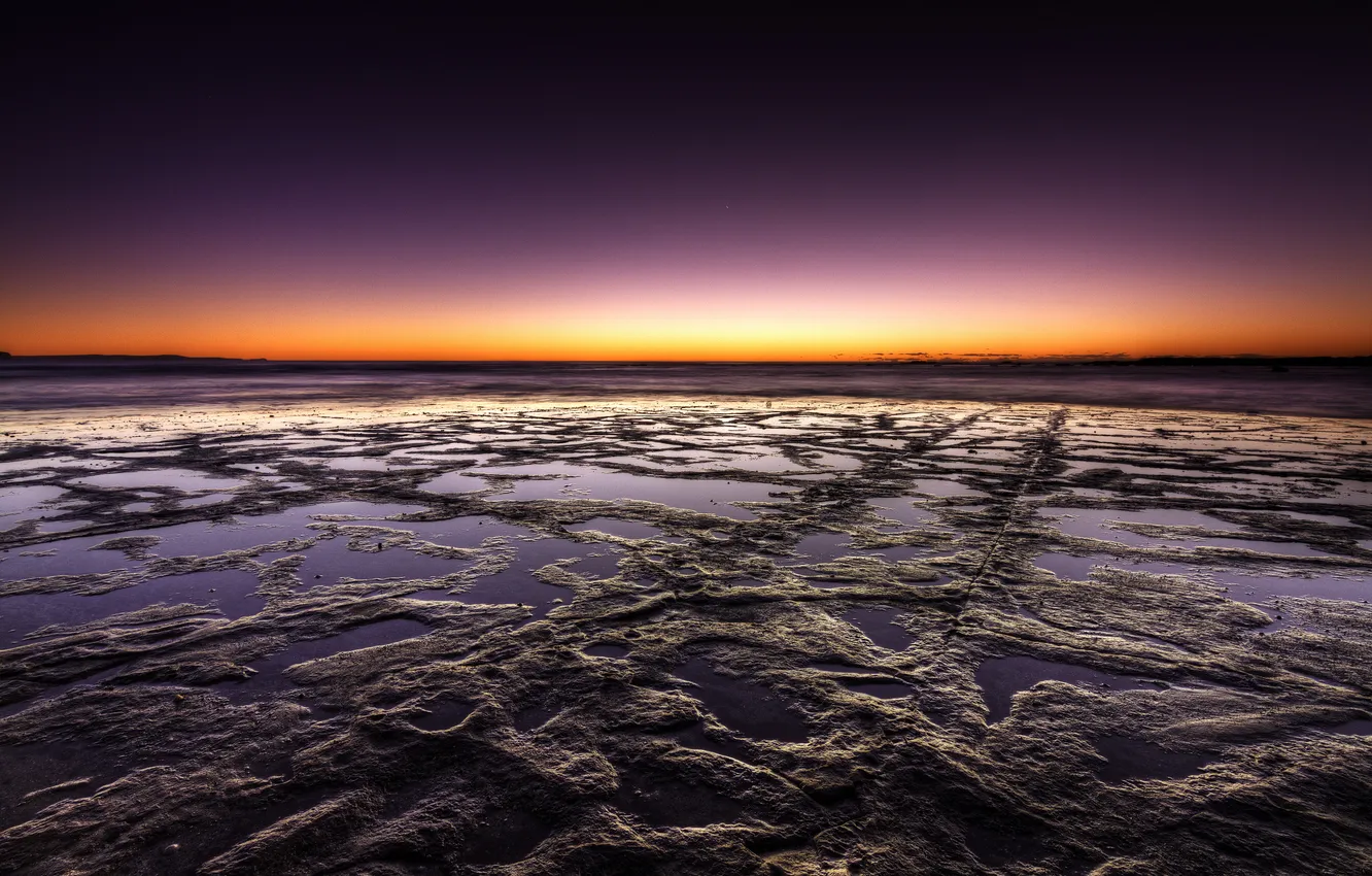 Photo wallpaper the sky, water, stones, photoshop, horizon