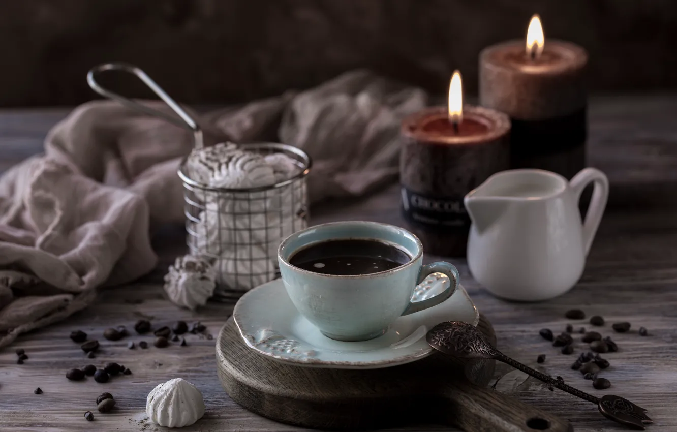 Photo wallpaper coffee, cream, Cup, meringue, Karina Klachuk