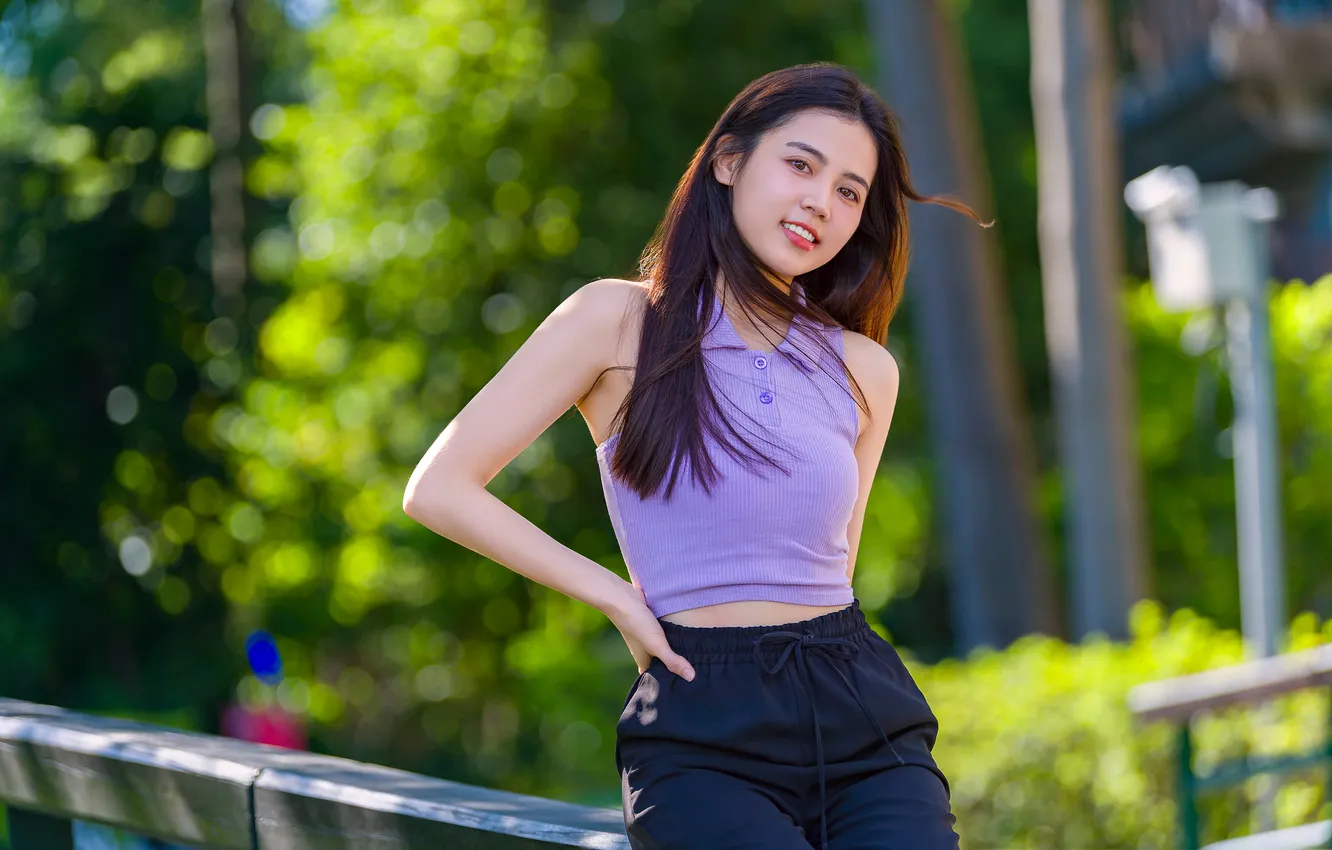 Photo wallpaper girl, pose, Asian