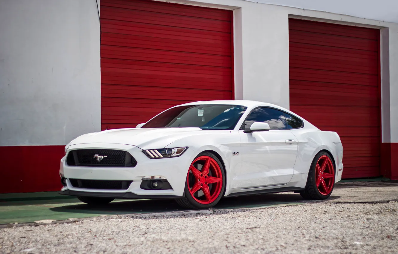 Photo wallpaper Mustang, Ford, White, Incurve, LP-5
