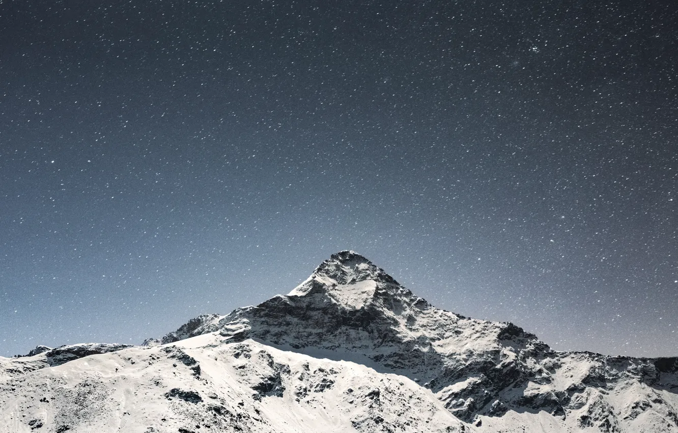 Photo wallpaper Sky, Stars, Winter, Mountain, Night, Snow, Marek Piwnicki