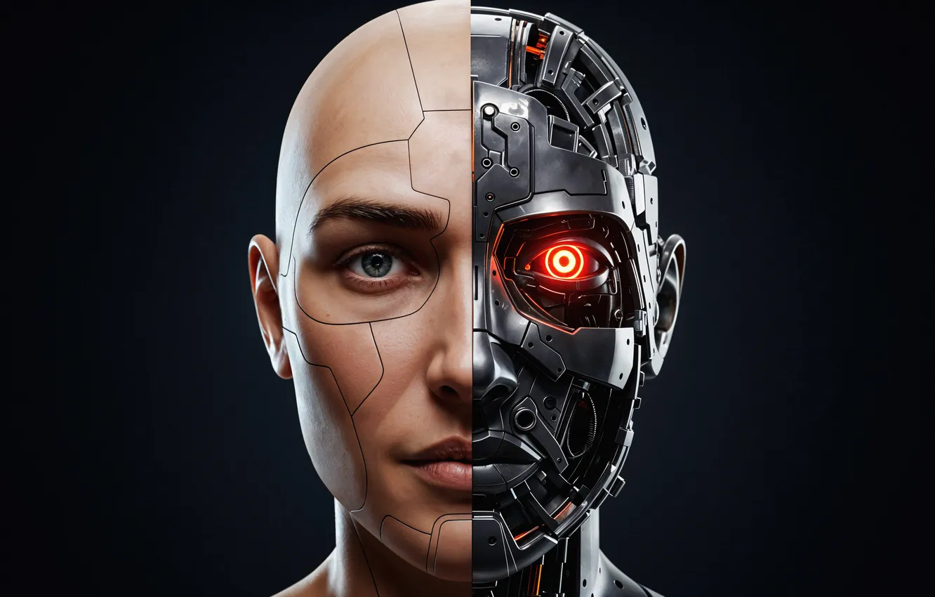 Photo wallpaper robot, Fiction, cyborg, portrait