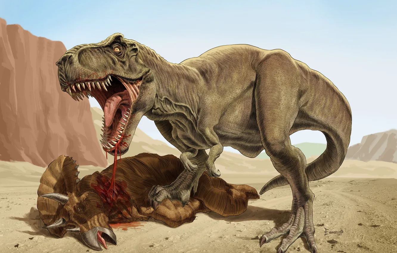 Photo wallpaper dinosaur, mouth, roar, mining, T-Rex, Tyrannosaurus