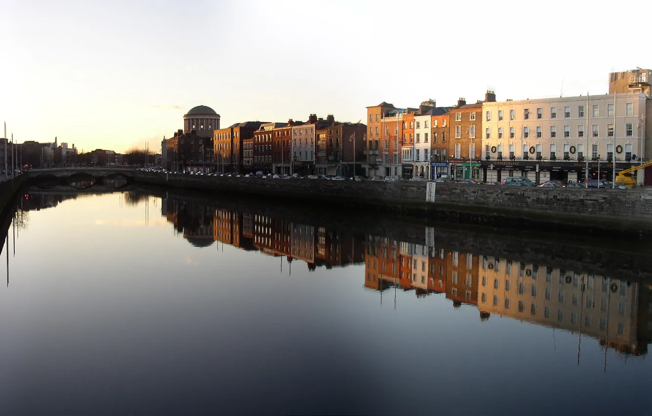 Photo wallpaper machine, the sky, water, sunset, reflection, river, movement, shore
