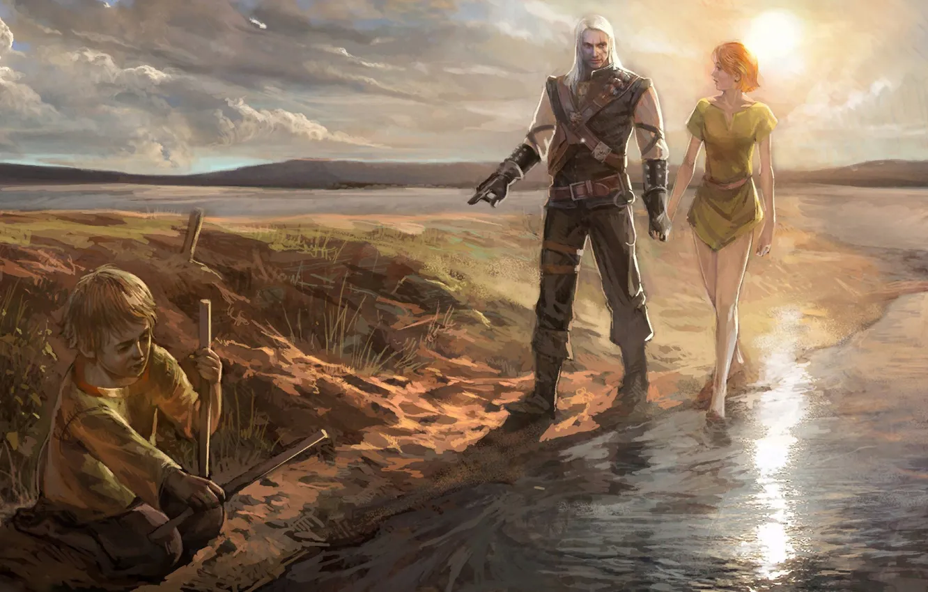 Photo wallpaper art, The Witcher, The Witcher, Geralt, Shani