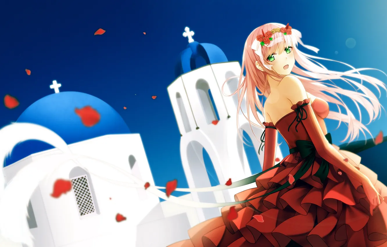 Photo wallpaper girl, red dress, Darling In The Frankxx, Cute in France