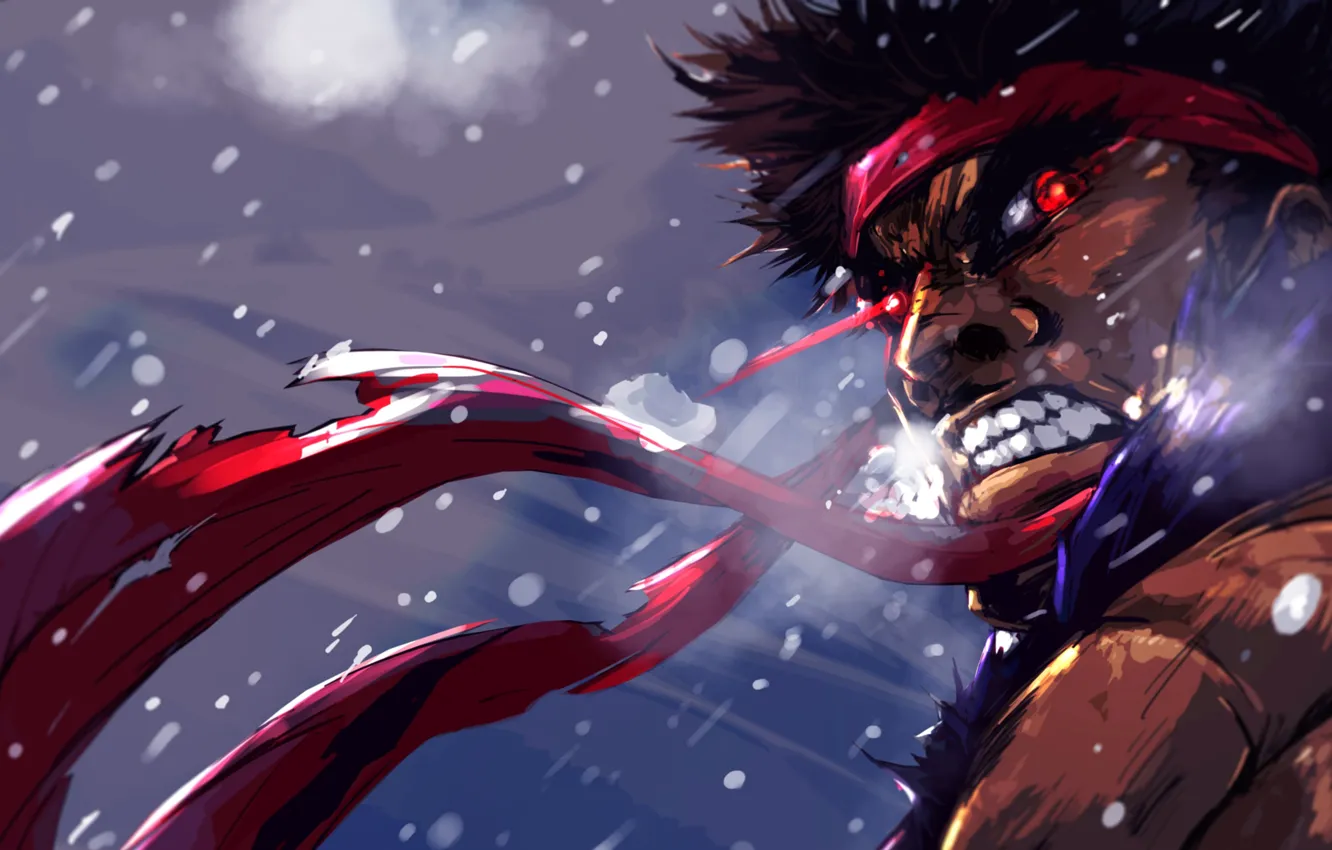 Photo wallpaper art, rage, guy, red eyes, Street Fighter, ibroid, Evil Ryu