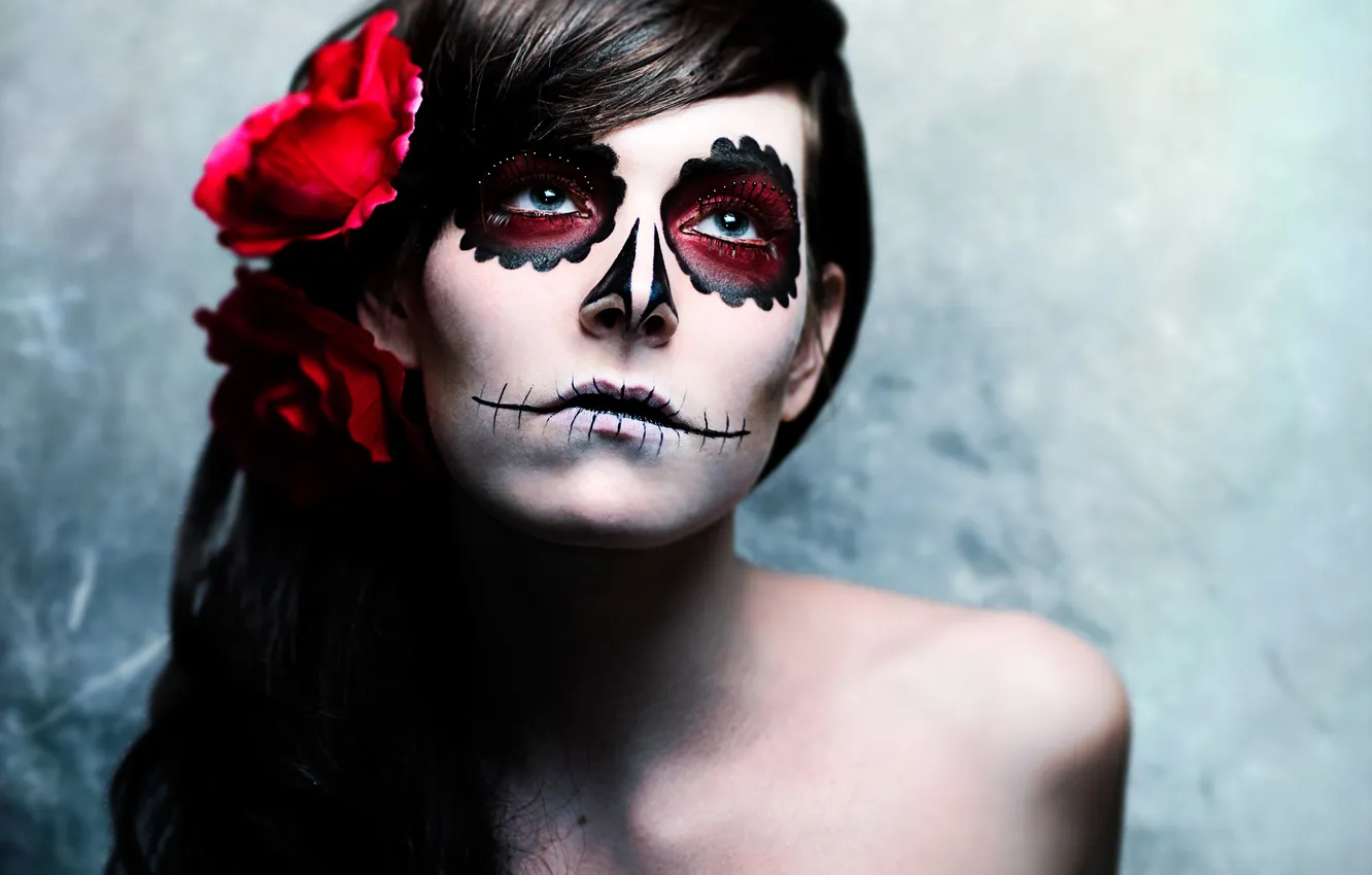 Photo wallpaper girl, paint, day of the dead