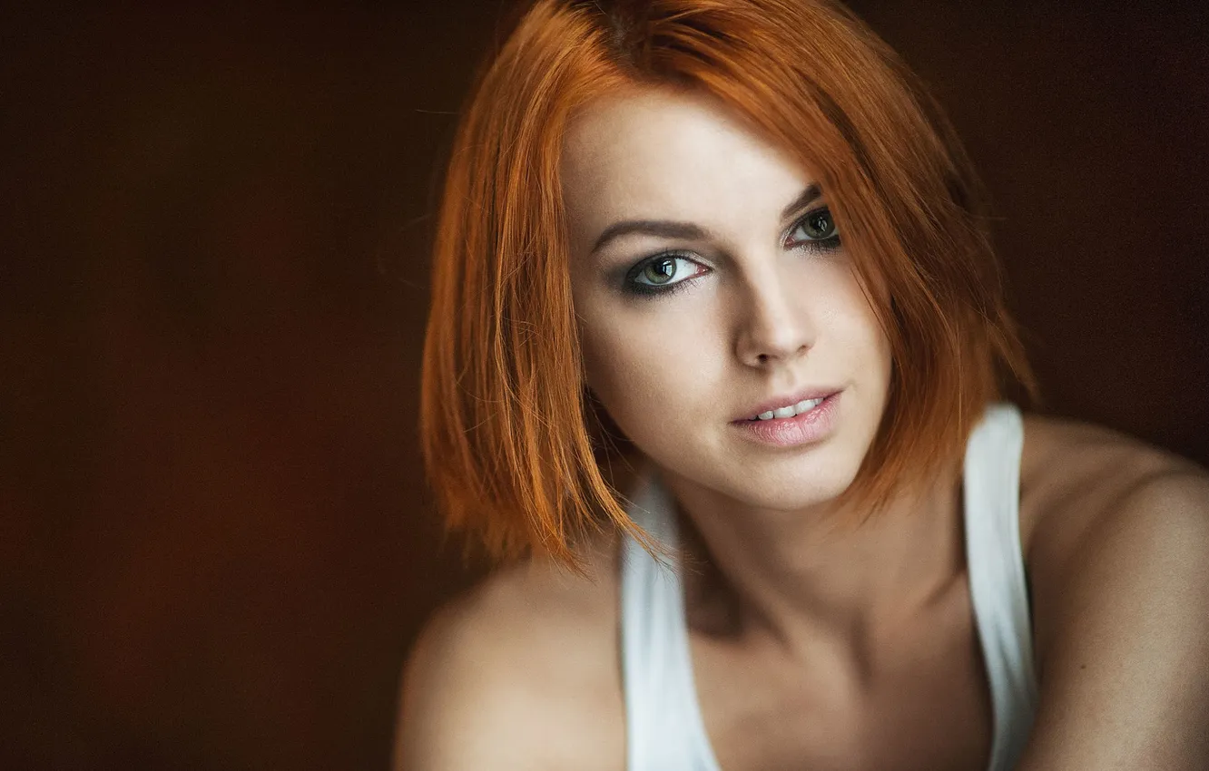 Photo wallpaper look, girl, hair, portrait, red, Inessa Rain