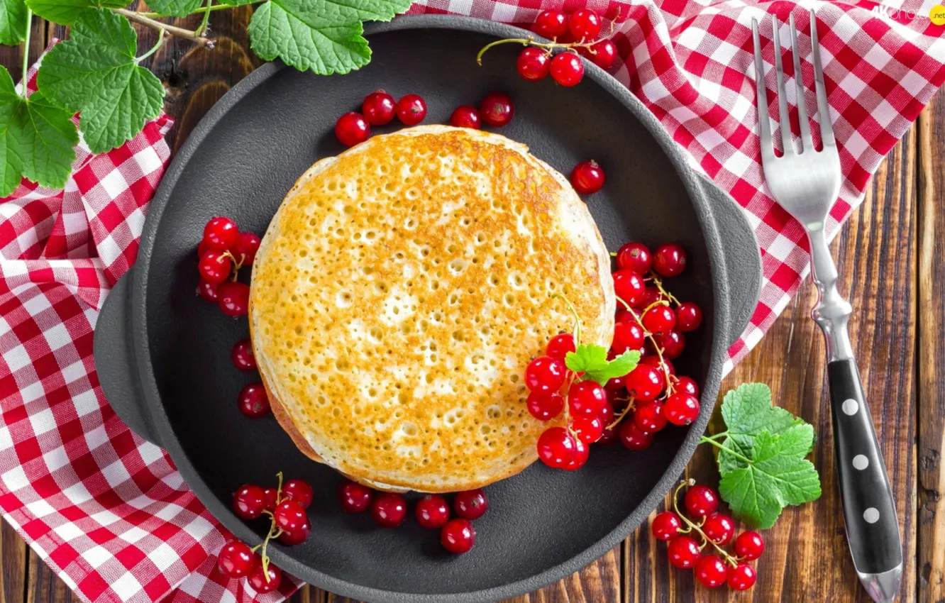 Photo wallpaper plug, pancakes, currants