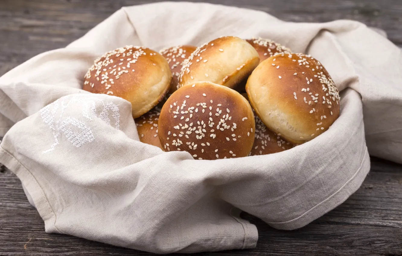 Photo wallpaper towel, muffin, sesame, buns