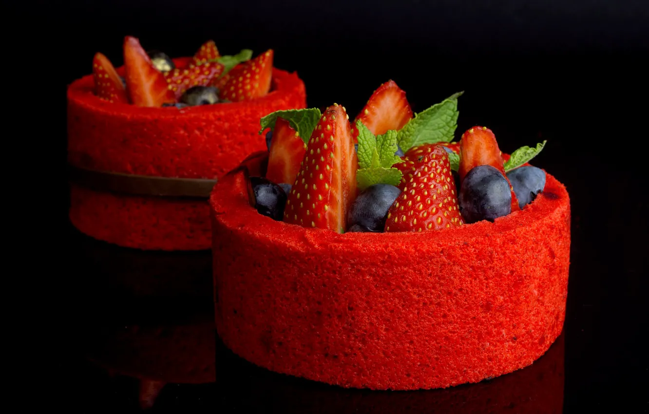 Photo wallpaper berries, cake, dessert
