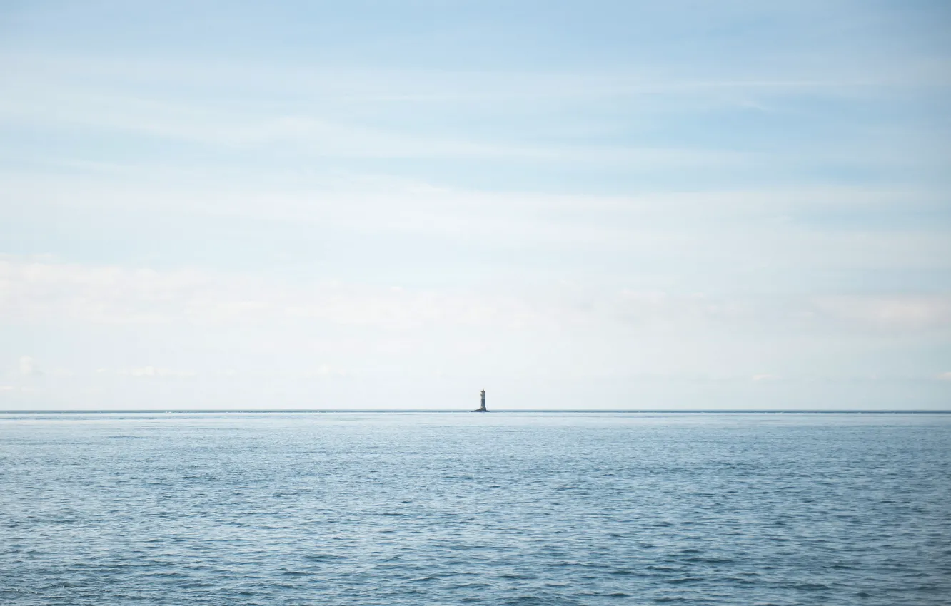 Photo wallpaper sea, landscape, lighthouse, minimalism