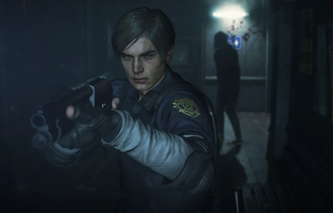 Photo wallpaper zombies, male, shotgun, Leon Scott Kennedy, Leon Scott Kennedy, Resident Evil 2 Remake