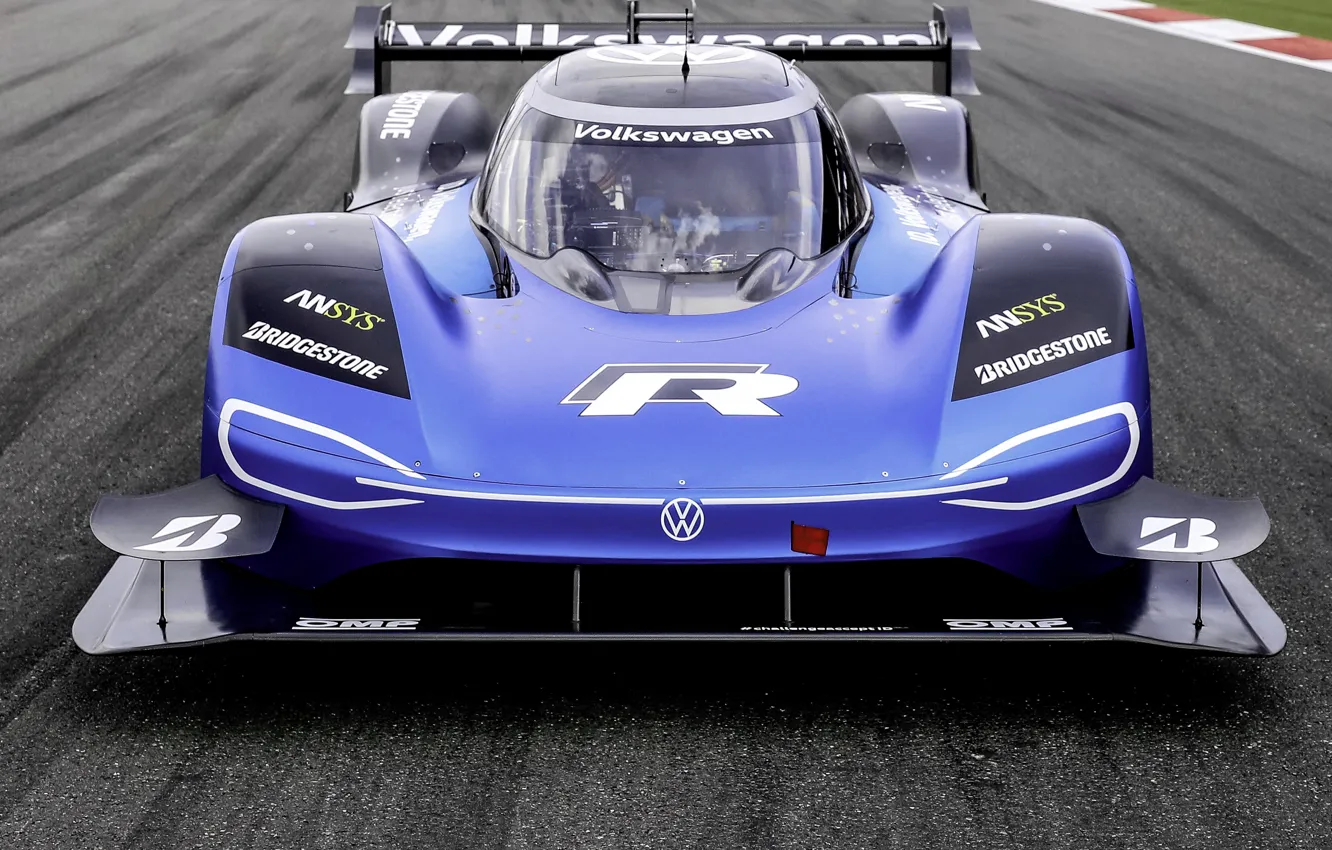 Photo wallpaper blue, Volkswagen, prototype, front view, track, prototype, 2019, I.D. R