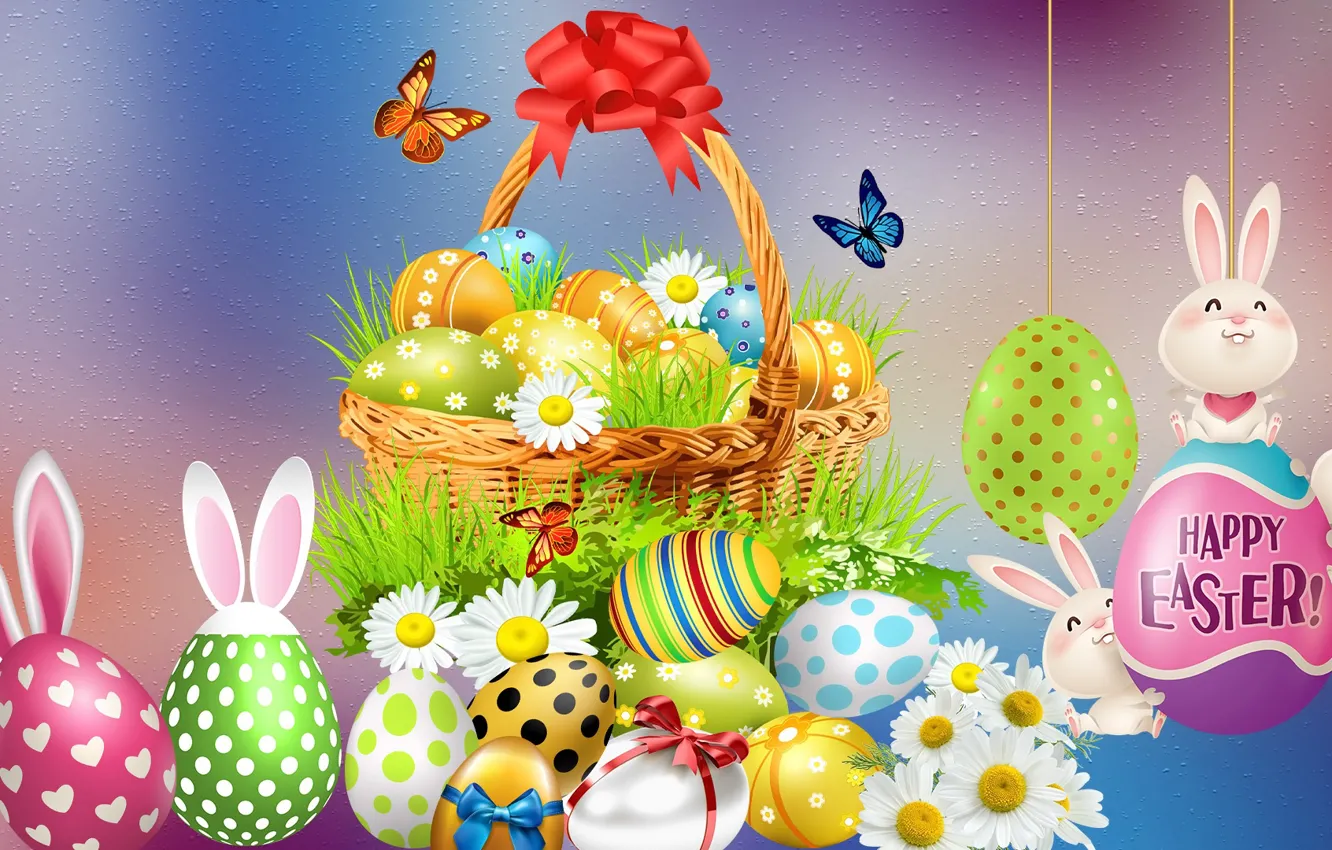 Photo wallpaper Congratulations, The inscription, Easter, Easter eggs