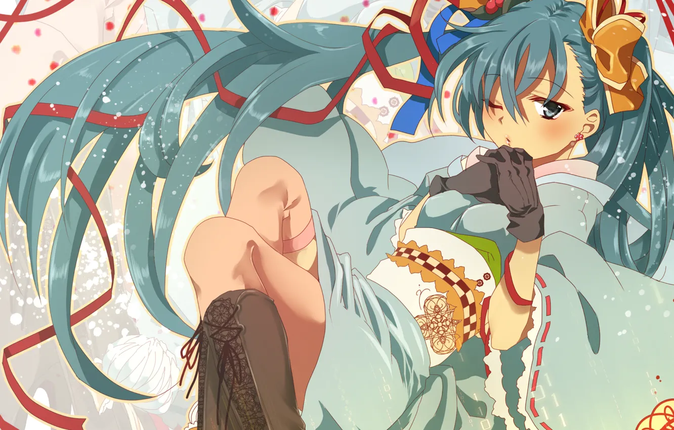 Photo wallpaper girl, art, kimono, vocaloid, hatsune miku, Vocaloid, aquasnow