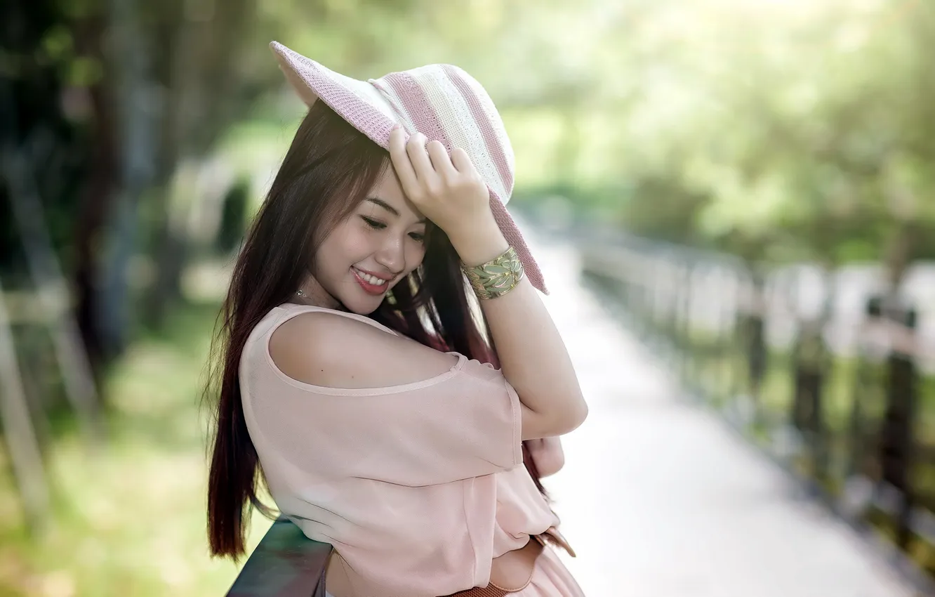 Photo wallpaper girl, smile, Asian