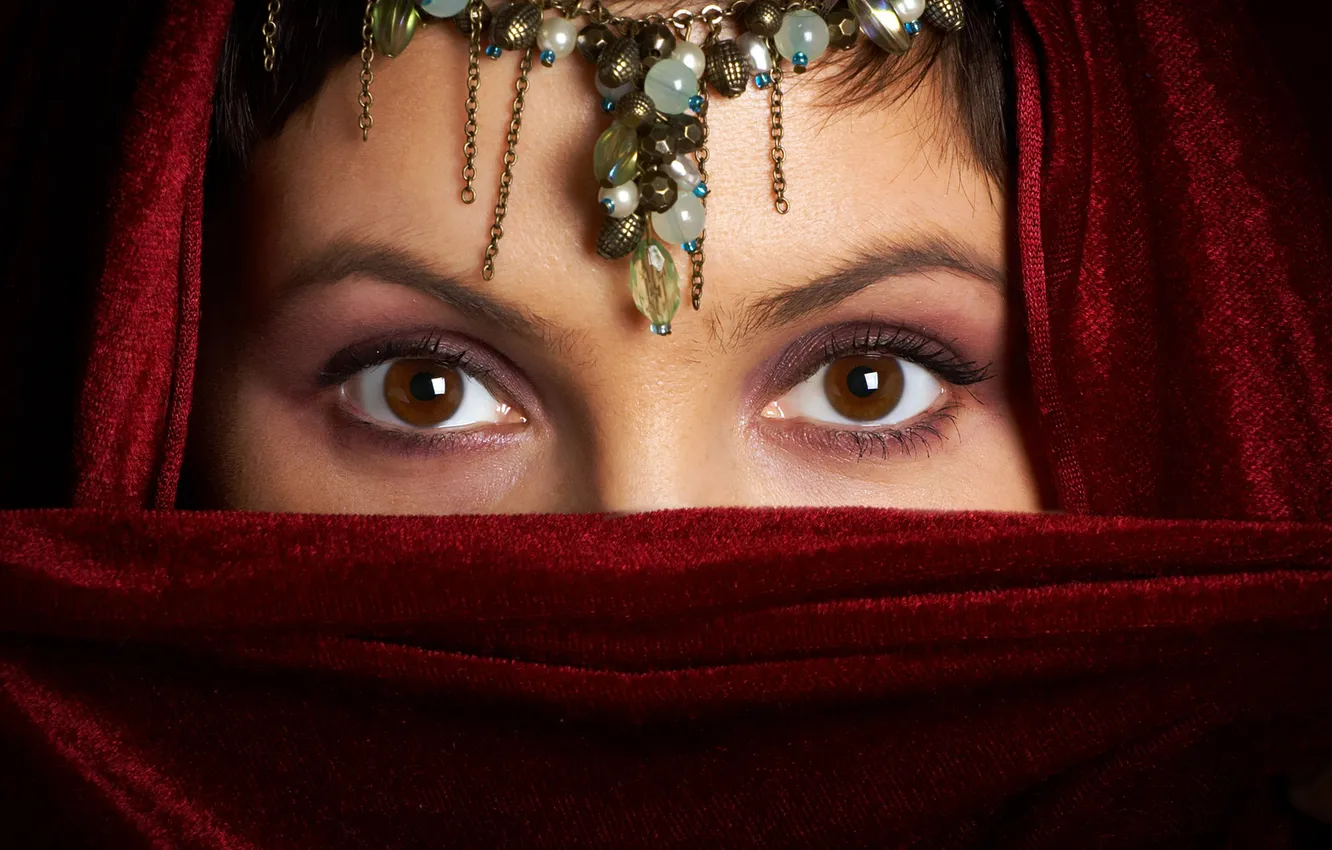 Photo wallpaper eyes, girl, the veil