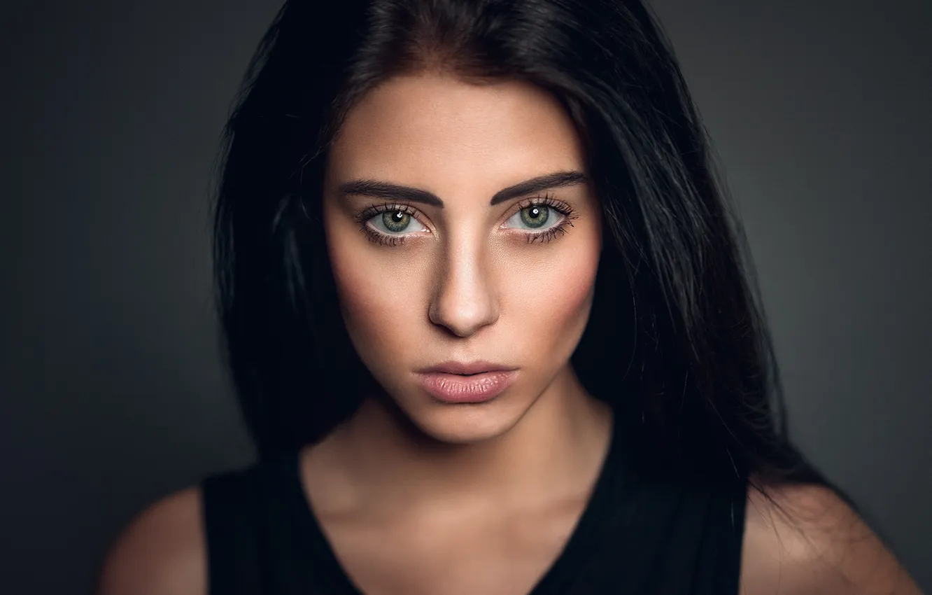 Photo wallpaper girl, face, background, model, portrait, makeup, brunette, German